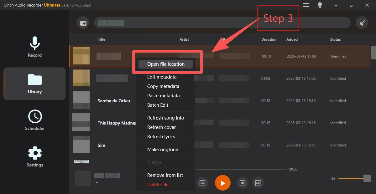 Step 3 - Saved Music Library