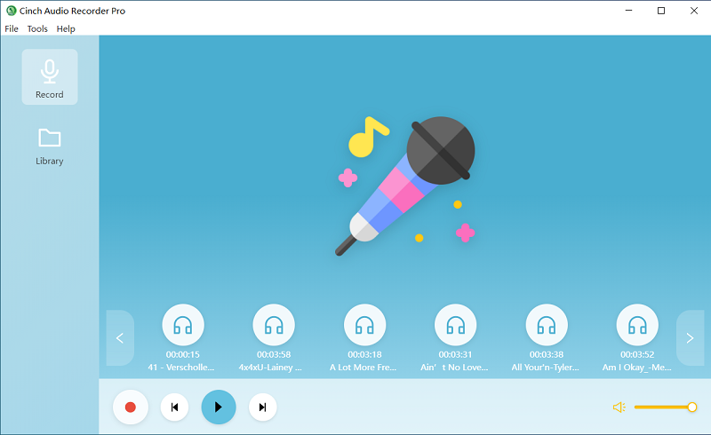 cinch auido recorder pro interface